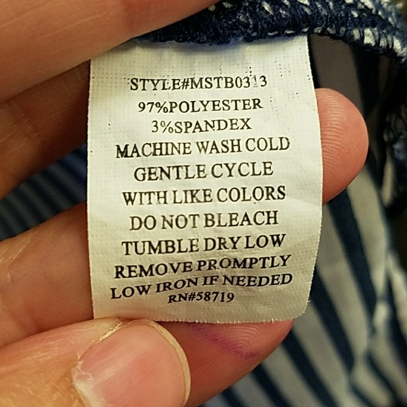 Navy and White striped button down blouse - Picture 5 of 7